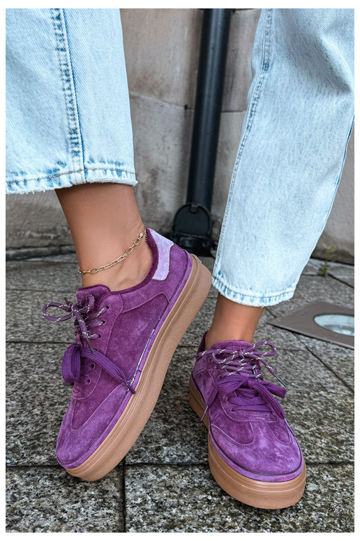 Baskets violettes pour femmes en daim synthétique avec isolation Big Star UU274772