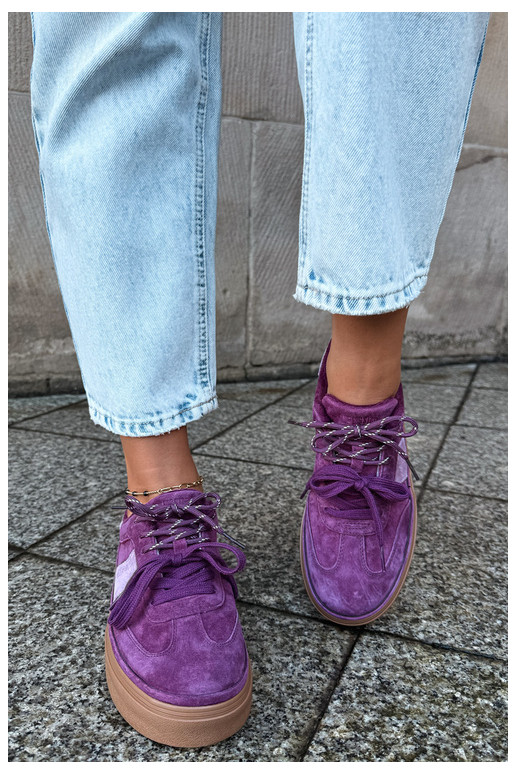 Baskets violettes pour femmes en daim synthétique avec isolation Big Star UU274772