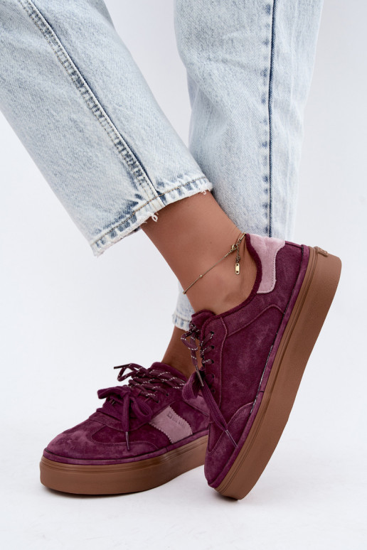 Baskets violettes pour femmes en daim synthétique avec isolation Big Star UU274772