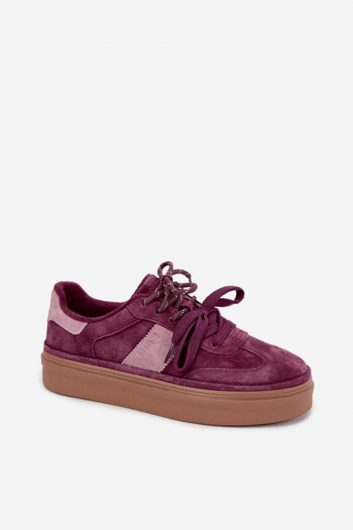 Baskets violettes pour femmes en daim synthétique avec isolation Big Star UU274772