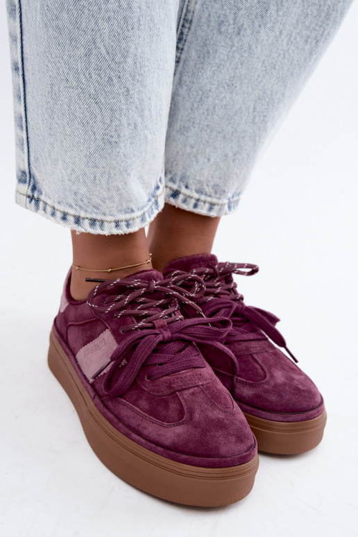 Baskets violettes pour femmes en daim synthétique avec isolation Big Star UU274772