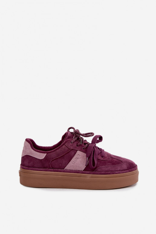 Baskets violettes pour femmes en daim synthétique avec isolation Big Star UU274772