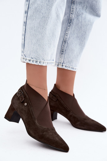 Bottines en daim chaudes avec talon Tai turiciejka K7691-02 couleur chocolat 2