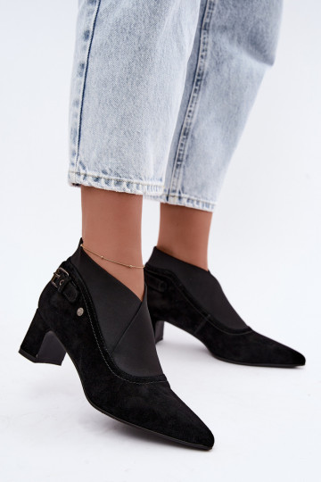 Bottines en daim chaudes avec talon Tai turiciejka K7691-01 couleur noire 2