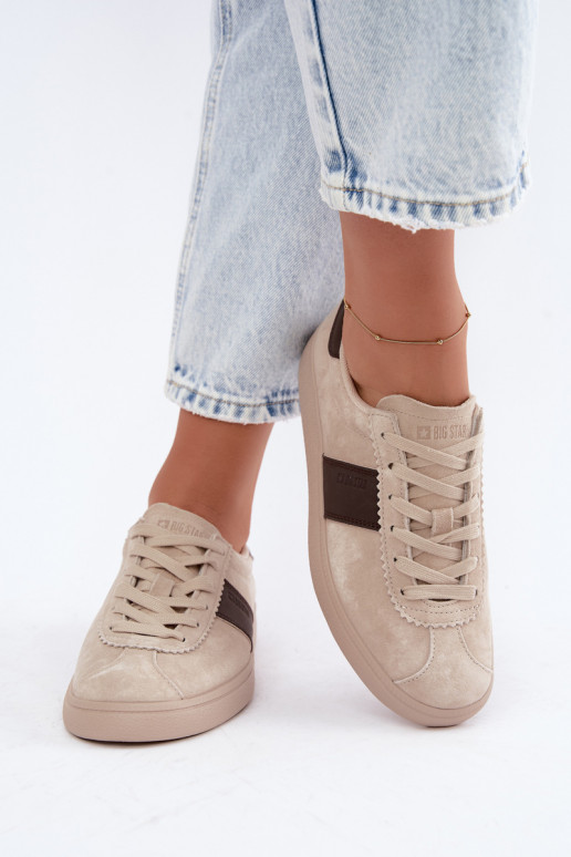 Baskets pour femmes en daim synthétique Big Star UU274440 en sable