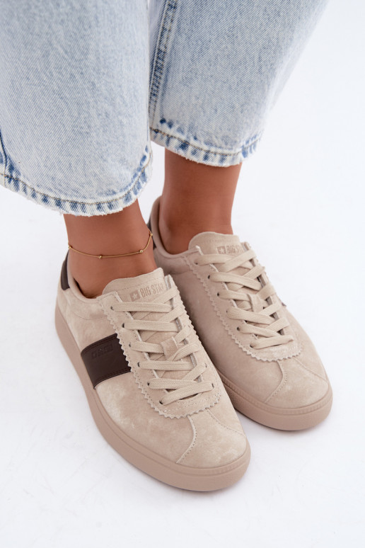 Baskets pour femmes en daim synthétique Big Star UU274440 en sable