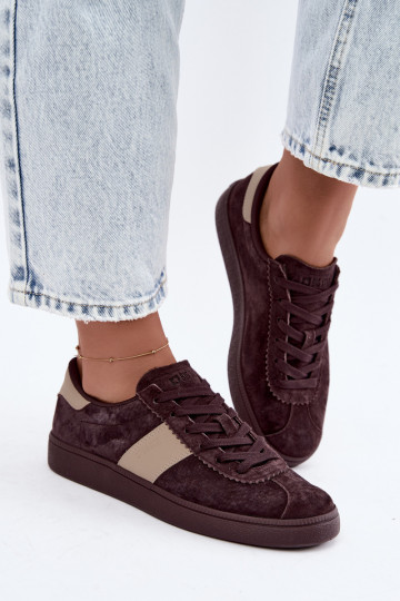 Baskets en daim pour femmes Big Star UU274438 couleur chocolat