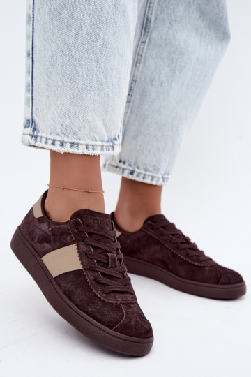 Baskets en daim pour femmes Big Star UU274438 couleur chocolat 2