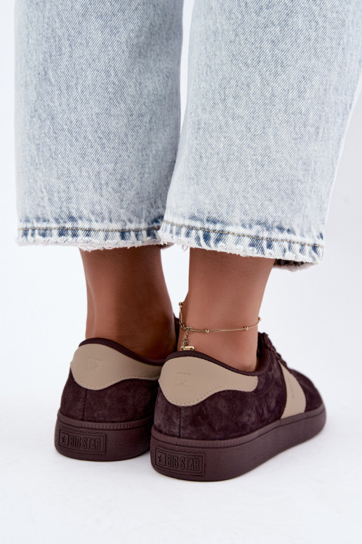 Baskets en daim pour femmes Big Star UU274438 couleur chocolat