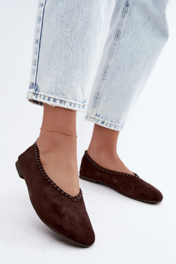 Ballerines avec bord tressé couleur chocolat Talessa
