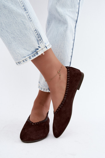 Ballerines avec bord tressé couleur chocolat Talessa 2