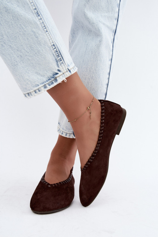 Ballerines avec bord tressé couleur chocolat Talessa