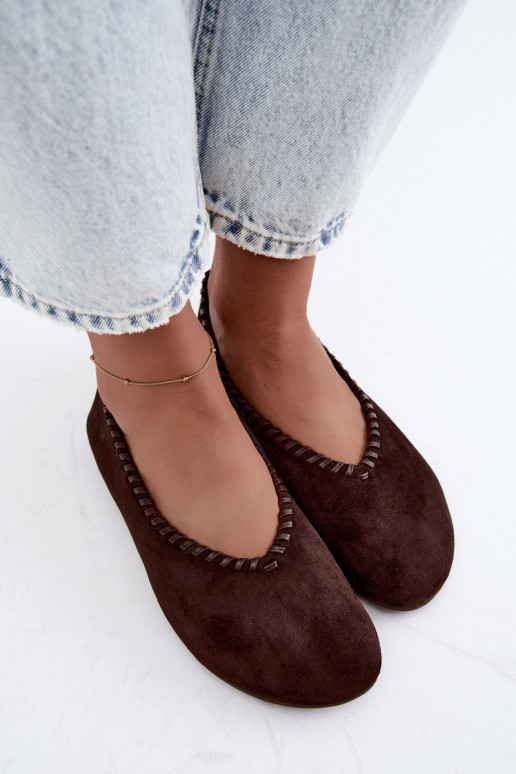 Ballerines avec bord tressé couleur chocolat Talessa