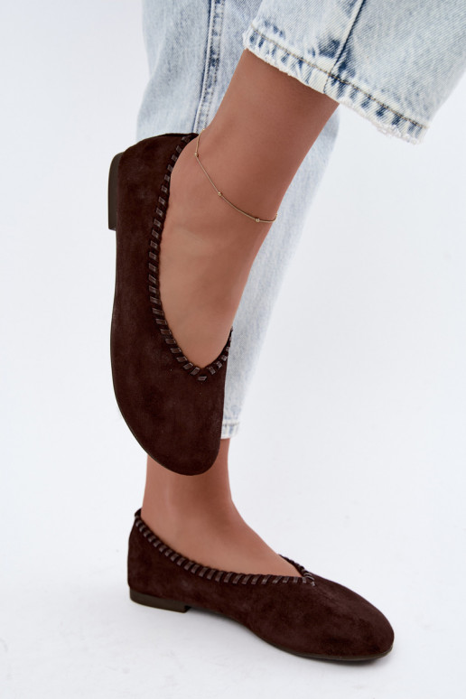 Ballerines avec bord tressé couleur chocolat Talessa