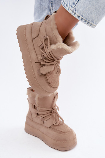 Bottes d'hiver beiges à lacets sur plateforme Coraliah