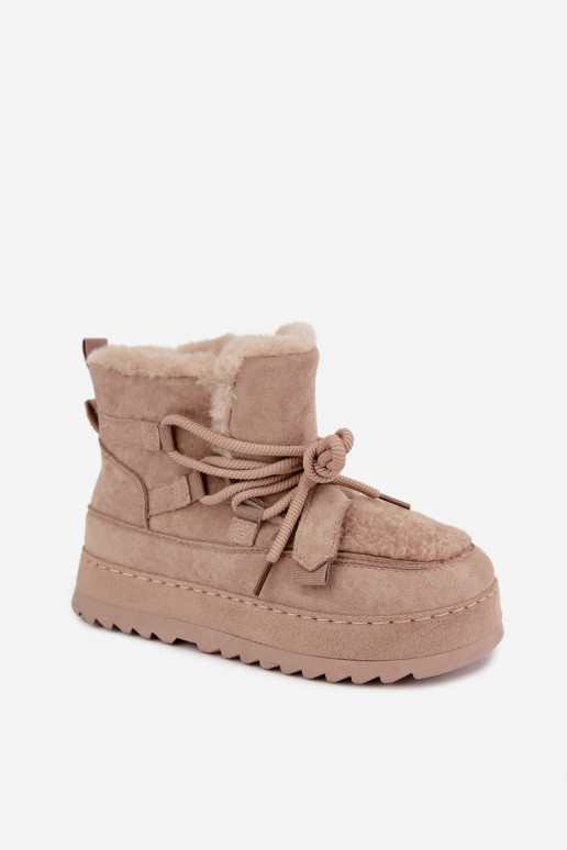 Bottes d'hiver beiges à lacets sur plateforme Coraliah