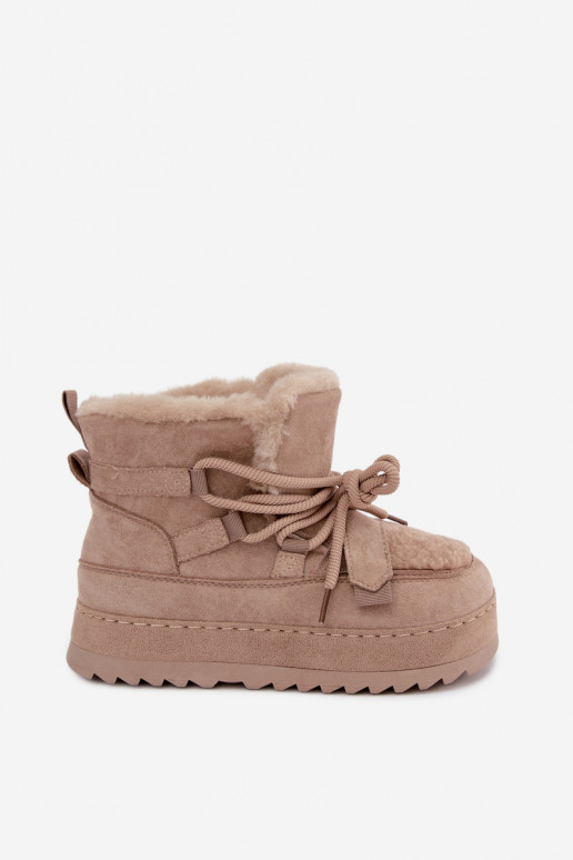 Bottes d'hiver beiges à lacets sur plateforme Coraliah