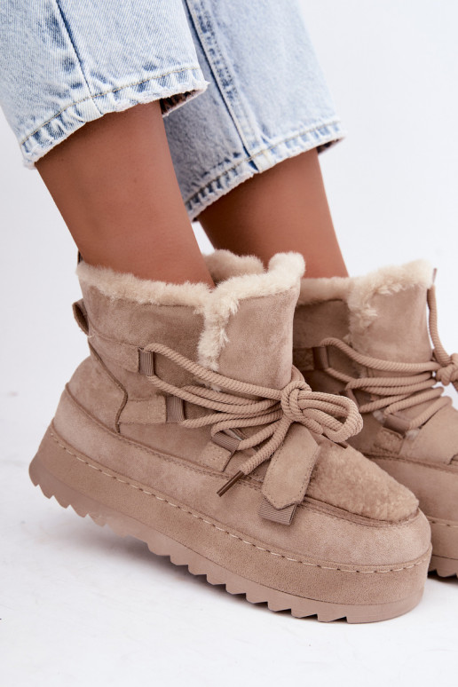 Bottes d'hiver beiges à lacets sur plateforme Coraliah