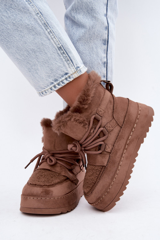 Bottes d'hiver brunes à lacets sur plateforme Coraliah