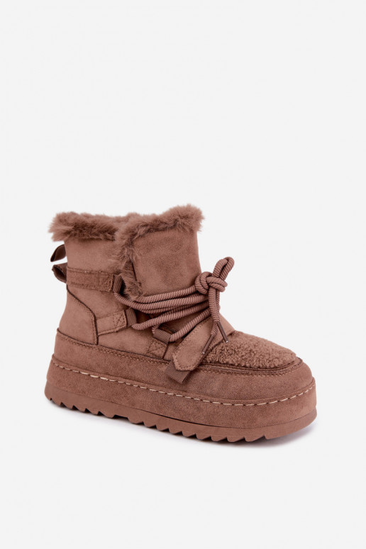 Bottes d'hiver brunes à lacets sur plateforme Coraliah