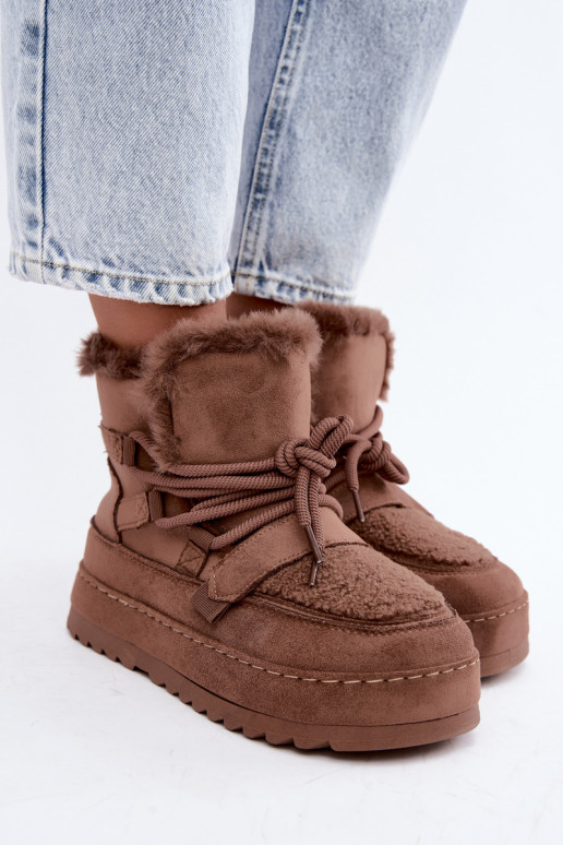 Bottes d'hiver brunes à lacets sur plateforme Coraliah