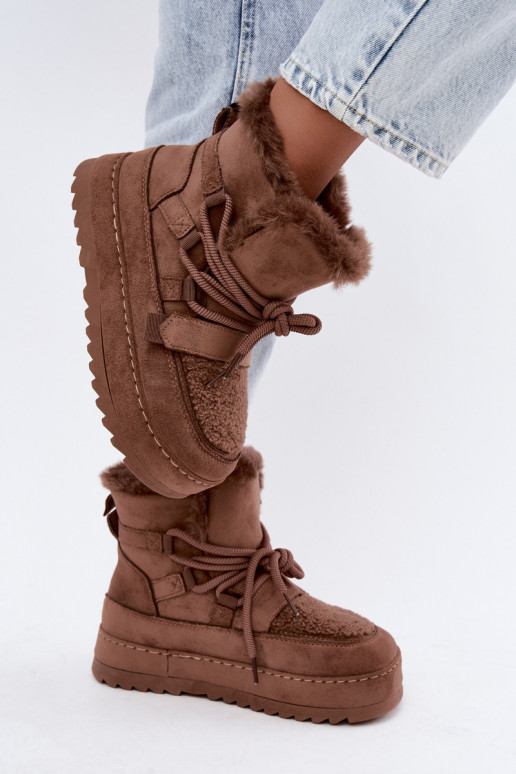Bottes d'hiver brunes à lacets sur plateforme Coraliah