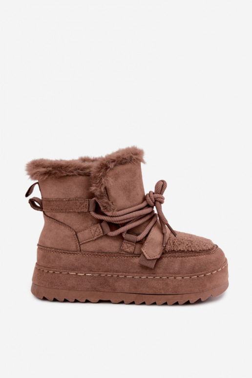 Bottes d'hiver brunes à lacets sur plateforme Coraliah
