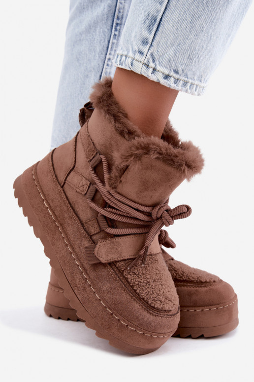 Bottes d'hiver brunes à lacets sur plateforme Coraliah