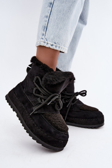Bottes d'hiver noires à lacets sur plateforme Coraliah