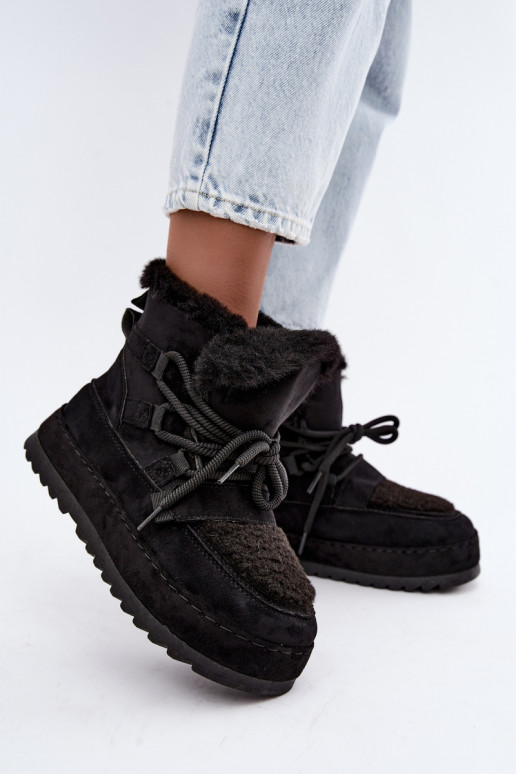 Bottes d'hiver noires à lacets sur plateforme Coraliah