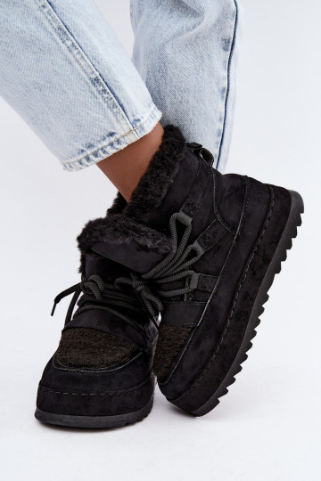 Bottes d'hiver noires à lacets sur plateforme Coraliah 2