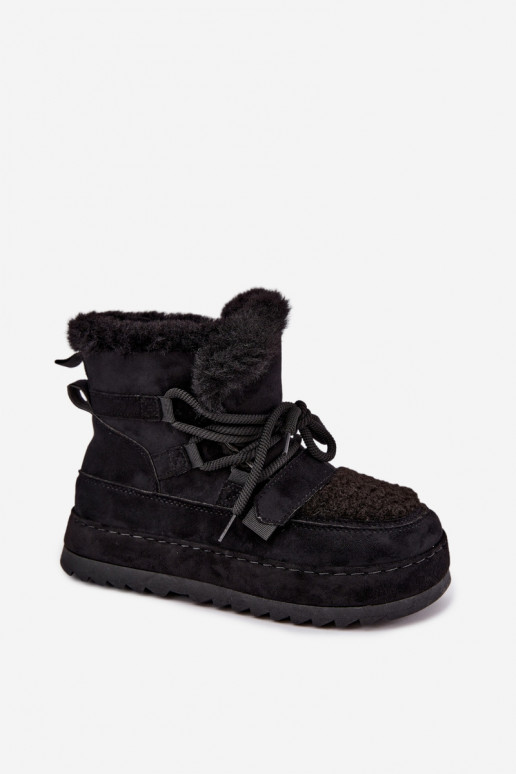Bottes d'hiver noires à lacets sur plateforme Coraliah