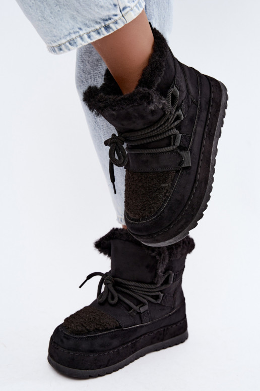 Bottes d'hiver noires à lacets sur plateforme Coraliah