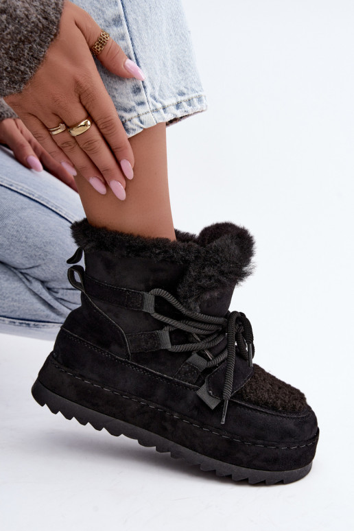 Bottes d'hiver noires à lacets sur plateforme Coraliah
