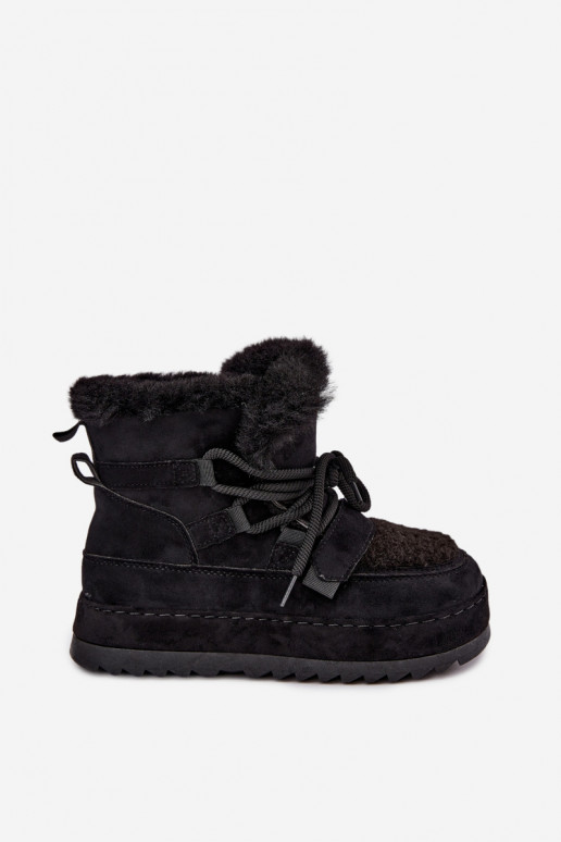 Bottes d'hiver noires à lacets sur plateforme Coraliah