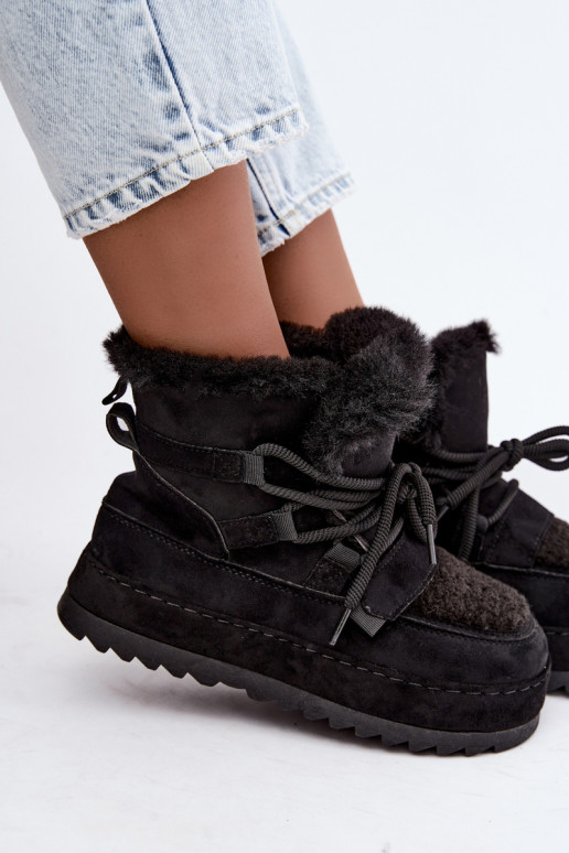 Bottes d'hiver noires à lacets sur plateforme Coraliah