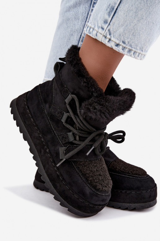 Bottes d'hiver noires à lacets sur plateforme Coraliah