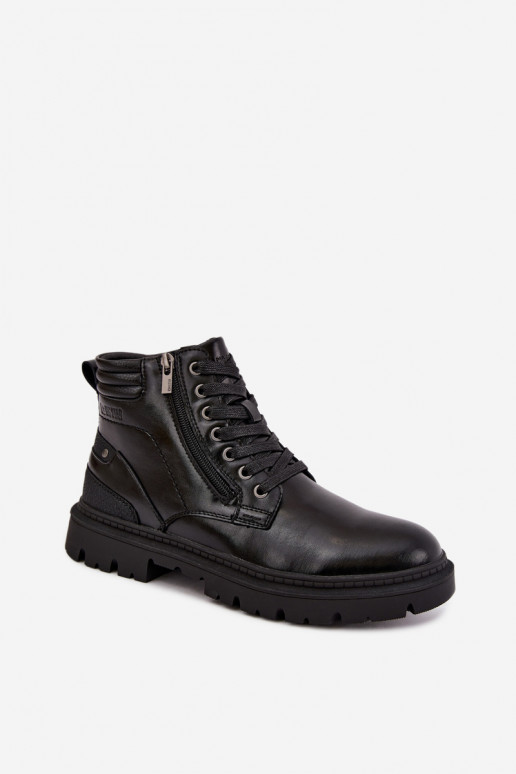 Bottes en cuir isolées noires pour hommes Big Star UU174242