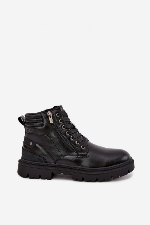 Bottes en cuir isolées noires pour hommes Big Star UU174242