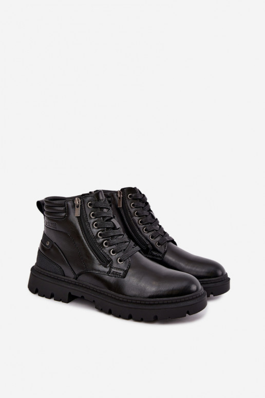 Bottes en cuir isolées noires pour hommes Big Star UU174242