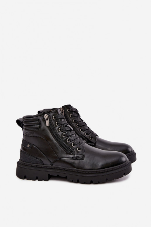Bottes en cuir isolées noires pour hommes Big Star UU174242