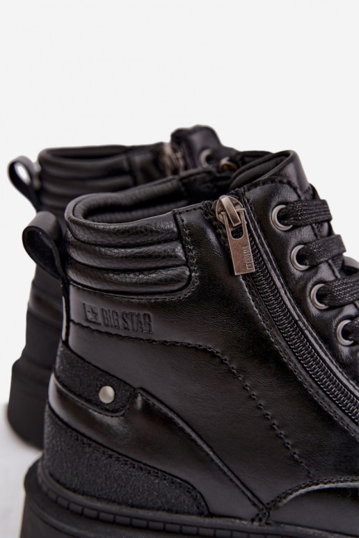 Bottes en cuir isolées noires pour hommes Big Star UU174242