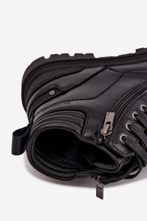 Bottes en cuir isolées noires pour hommes Big Star UU174242