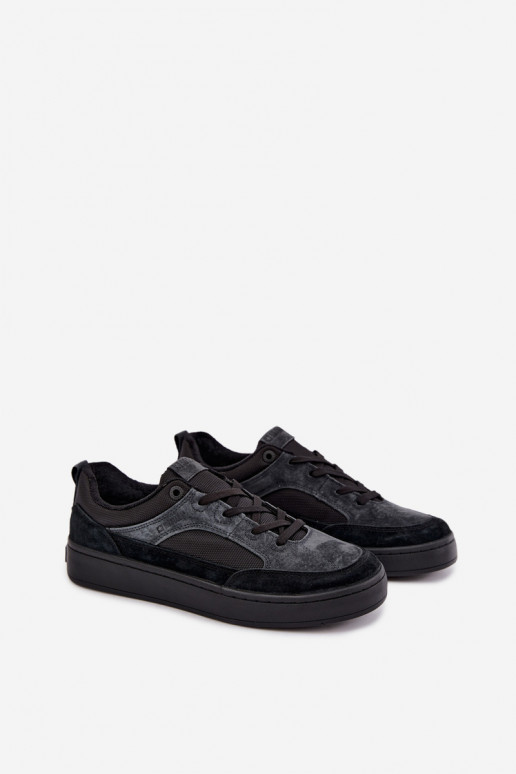 Sneakers en daim noirs isolés pour hommes Big Star UU174118