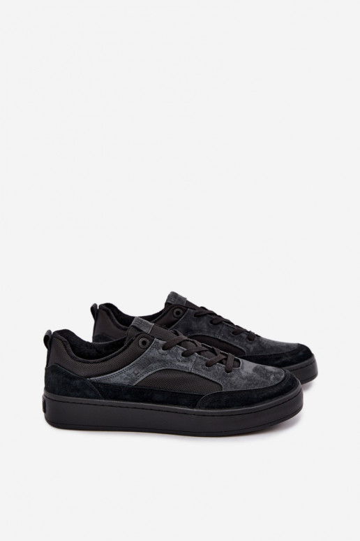 Sneakers en daim noirs isolés pour hommes Big Star UU174118