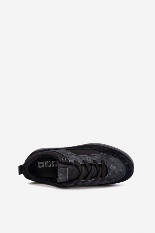 Sneakers en daim noirs isolés pour hommes Big Star UU174118