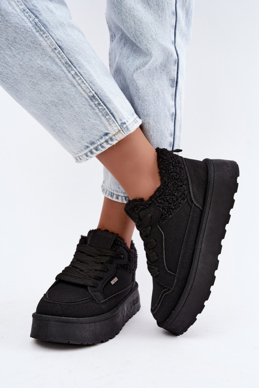 Bottes de neige pour femmes avec plateforme et fourrure Big Star SS274104 en noir
