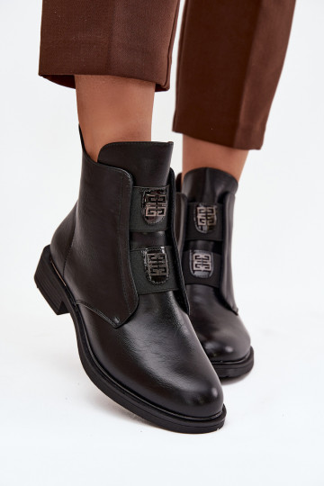 Bottines isolées noires à petit talon pour femmes Tavressa