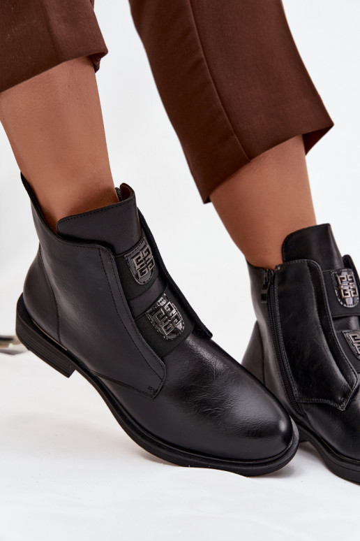 Bottines isolées noires à petit talon pour femmes Tavressa