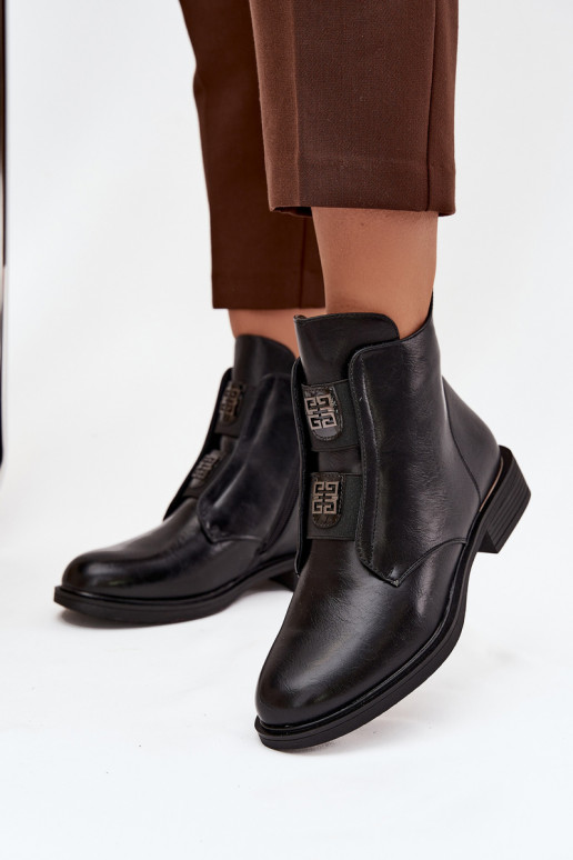 Bottines isolées noires à petit talon pour femmes Tavressa